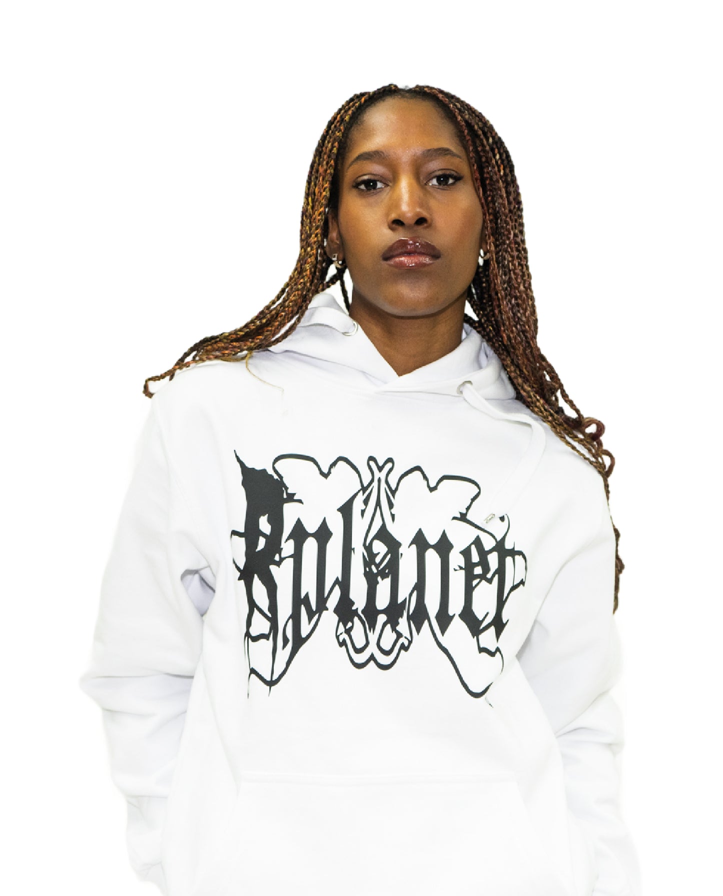 Rplanet black color big logo white hoodie