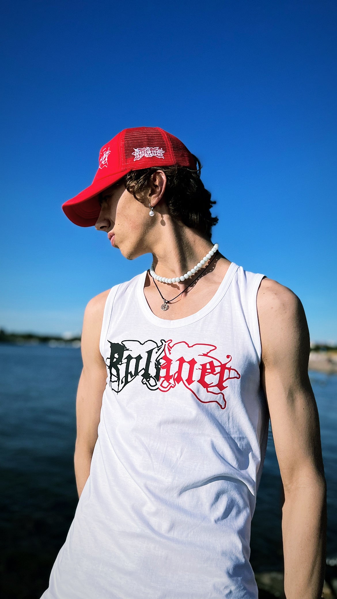 Rplanet red trucker cap