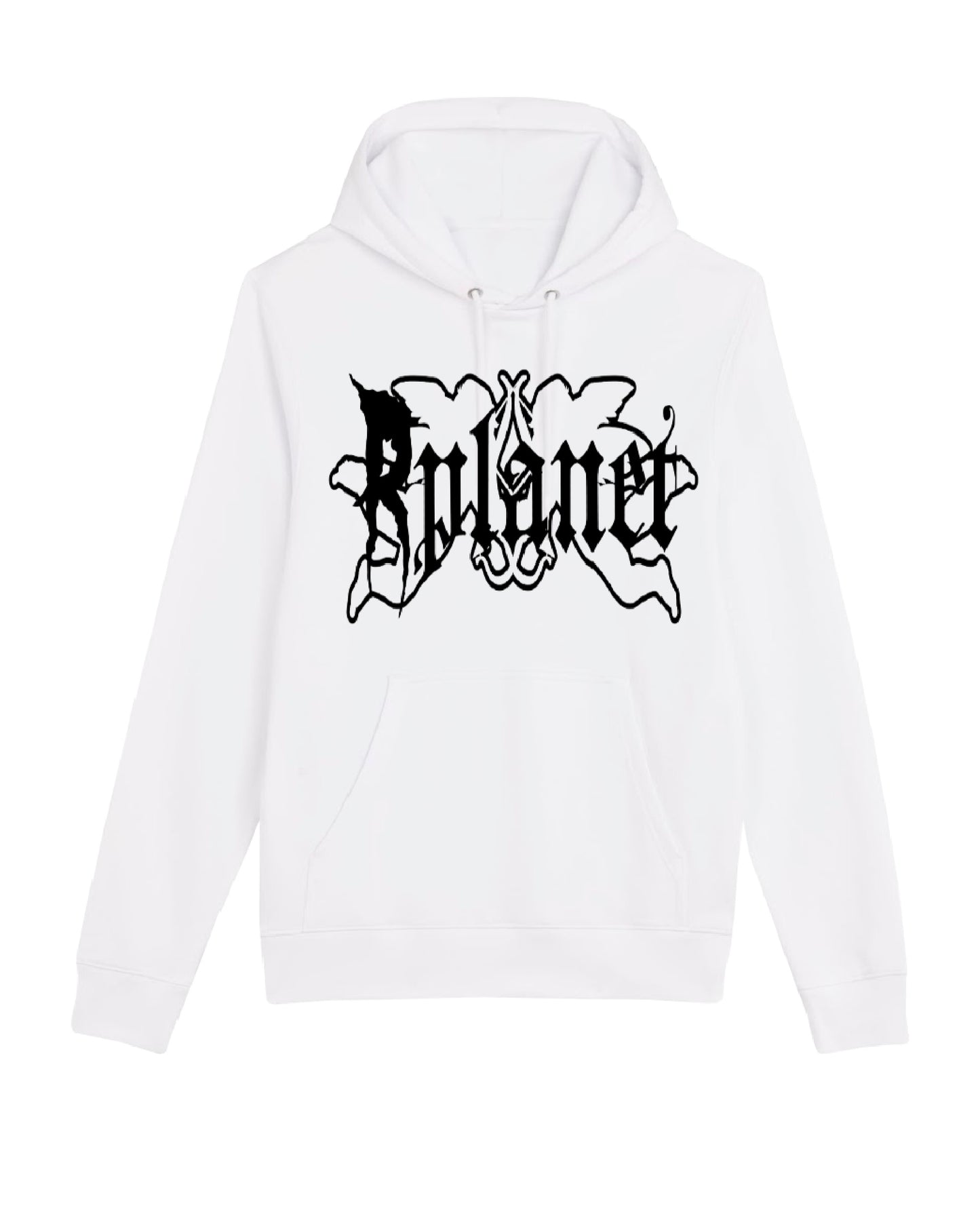 Rplanet black color big logo white hoodie