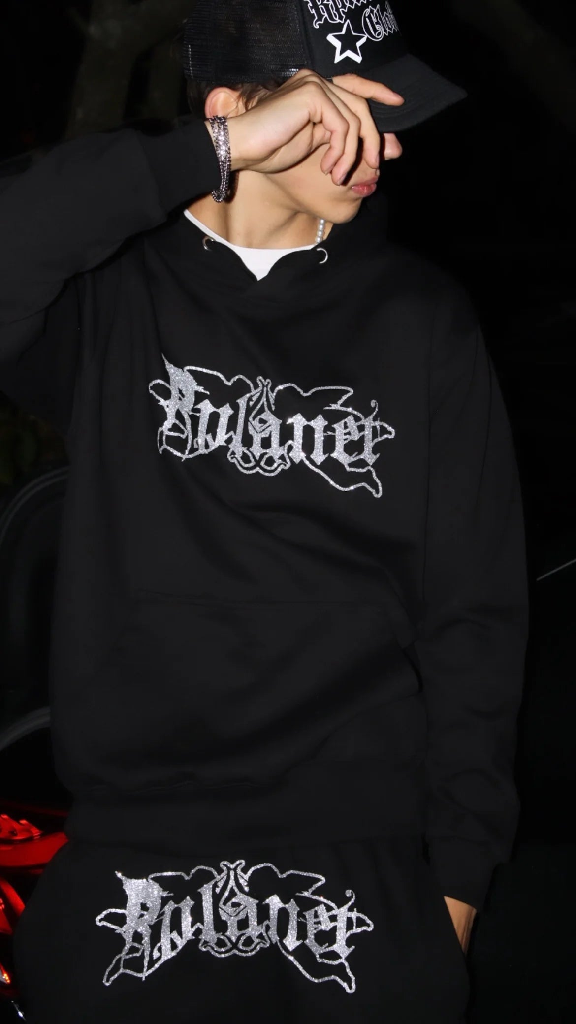 Rplanet silver glitter black tracksuit