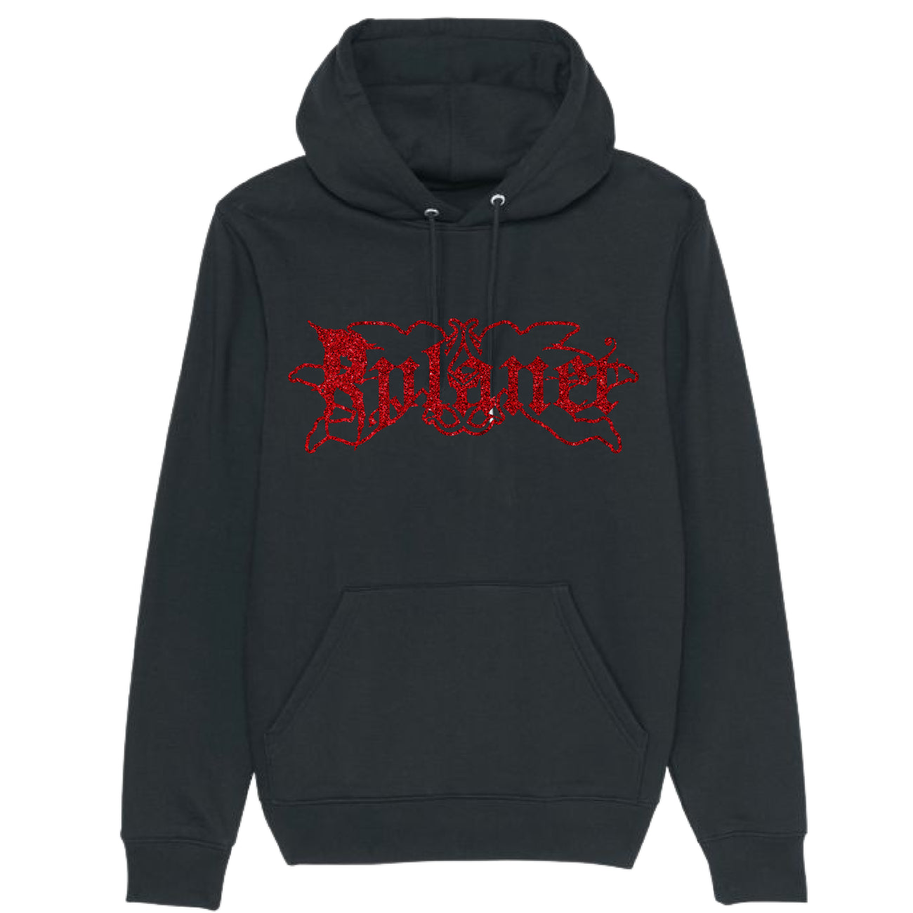 Rplanet red glitter black hoodie