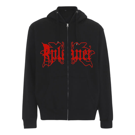 Rplanet black zipper hoodie red color logo